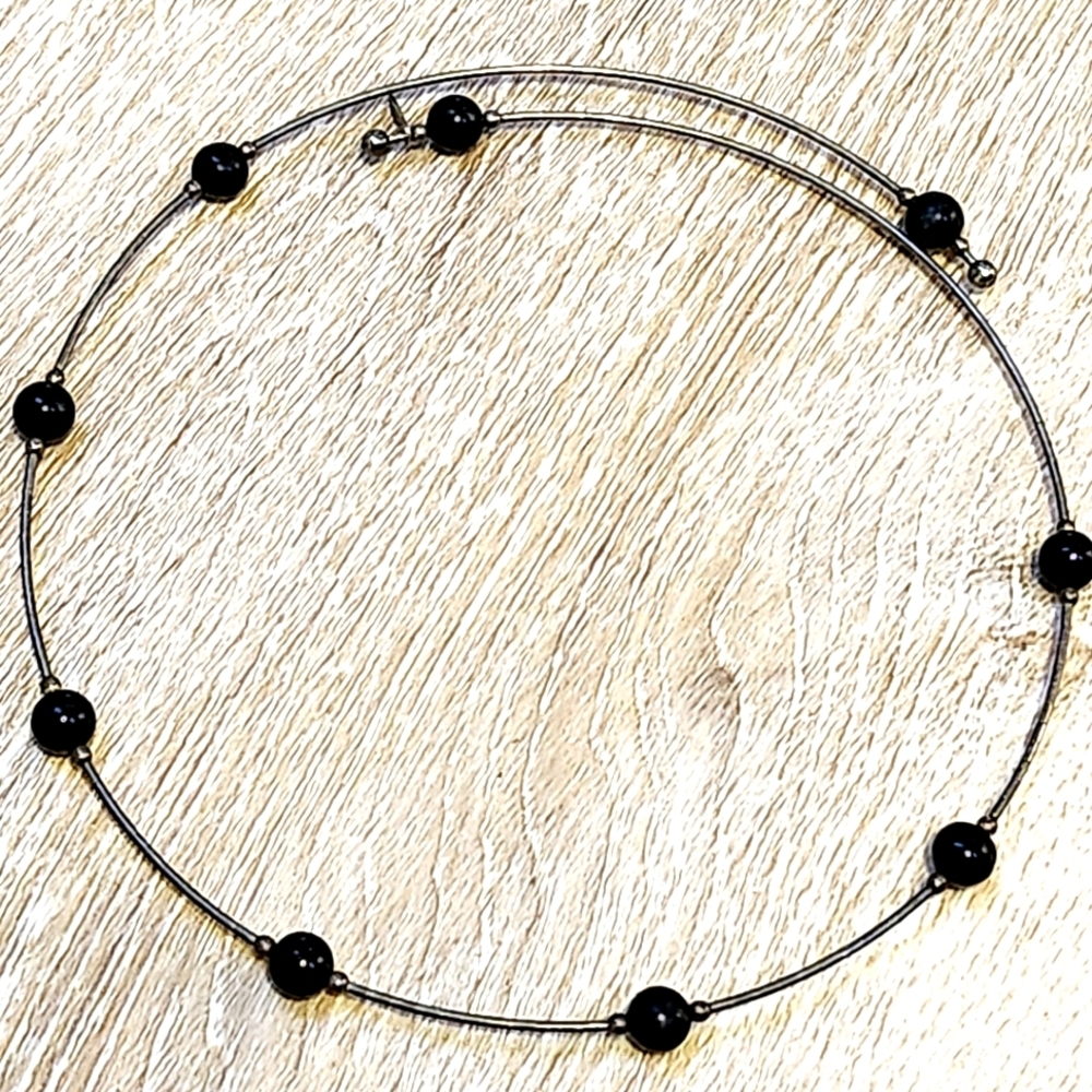 Beaded 925 Sterling Silver Jordan Wire Choker Necklace